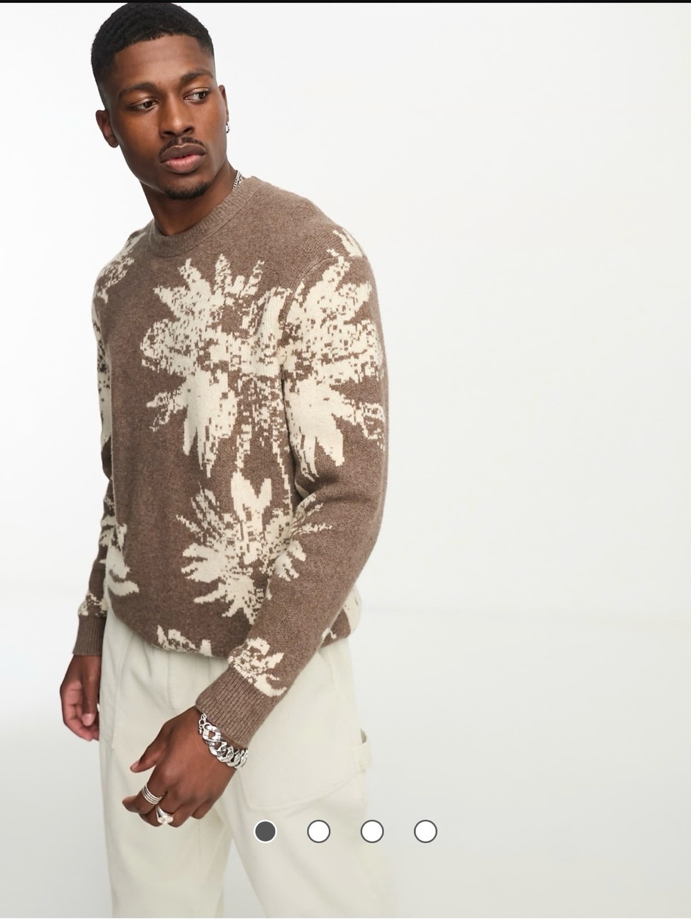 Abercrombie & Fitch Men’s Brown Floral Crewneck Sweater Medium